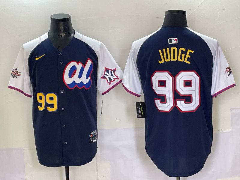 Men 2025 New York Yankees #99 Judge Drak Blue white All star Nike MLB Jersey style 54